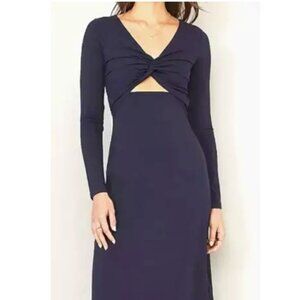 NEW Old Navy Cutout Midi Twist Tie Long Sleeve Dress NAVY BLUE Women Size SMALL